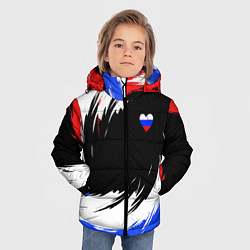 Куртка зимняя для мальчика Сердечко Россия - мазки кисти, цвет: 3D-черный — фото 2