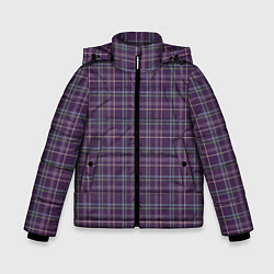 Зимняя куртка для мальчика Джентльмены Шотландка темно-фиолетовая