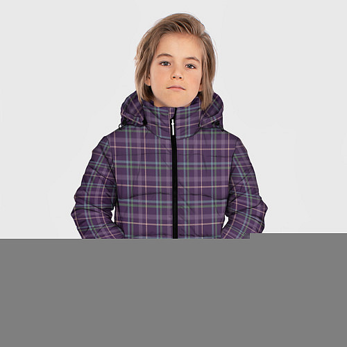 Зимняя куртка для мальчика Джентльмены Шотландка темно-фиолетовая / 3D-Черный – фото 3