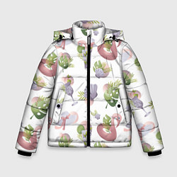 Зимняя куртка для мальчика Пляжный паттерн с коктейлями и фламинго