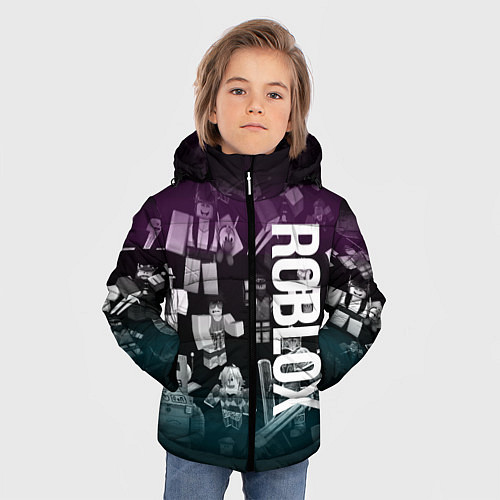 Зимняя куртка для мальчика Роблокс персонажи под градиентом / 3D-Черный – фото 3