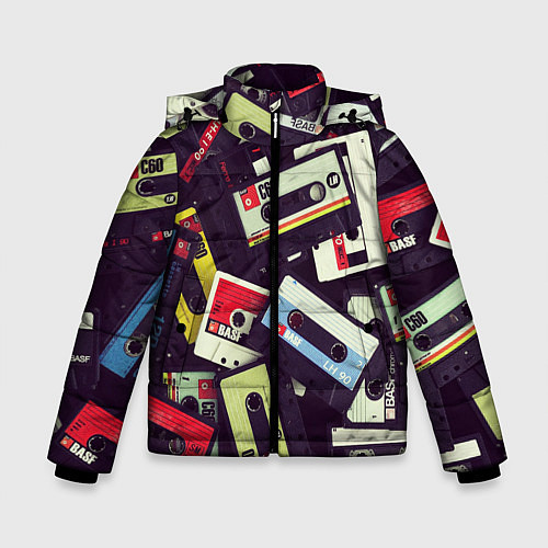 Зимняя куртка для мальчика Кассета 90-е / 3D-Светло-серый – фото 1