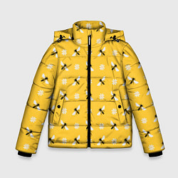 Зимняя куртка для мальчика Пчелы и цветы паттерн