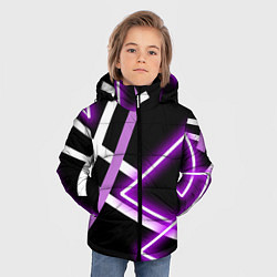 Куртка зимняя для мальчика Фиолетовые полоски с неоном, цвет: 3D-черный — фото 2
