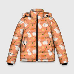 Зимняя куртка для мальчика Зайцы с морковью паттерн