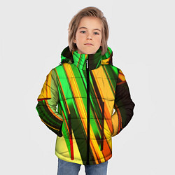 Куртка зимняя для мальчика Зелёные и оранжевые пластины, цвет: 3D-черный — фото 2