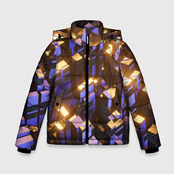 Куртка зимняя для мальчика Фиолетовые и светящиеся кубы, цвет: 3D-светло-серый