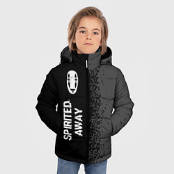 Куртка зимняя для мальчика Spirited Away glitch на темном фоне: по-вертикали, цвет: 3D-черный — фото 2