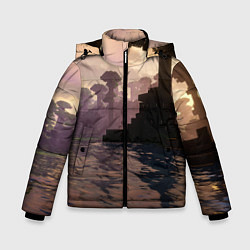 Куртка зимняя для мальчика Minecraft - река в лесу, цвет: 3D-светло-серый