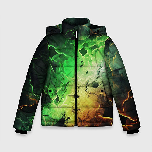 Зимняя куртка для мальчика Зеленый взрыв / 3D-Светло-серый – фото 1