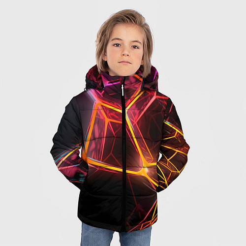 Зимняя куртка для мальчика Неоновая конструкция / 3D-Черный – фото 3