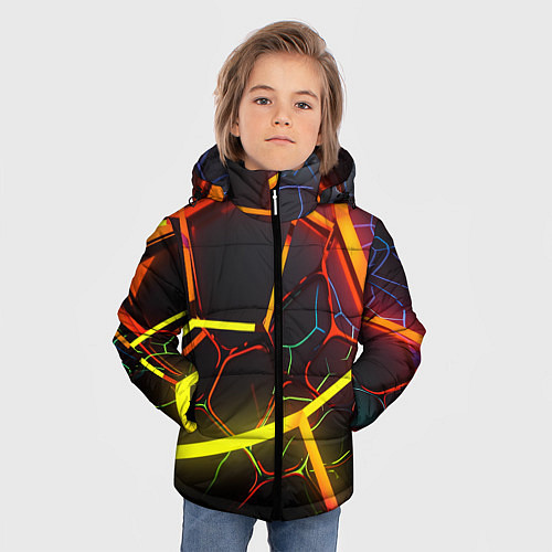 Зимняя куртка для мальчика Неоновые трубки / 3D-Черный – фото 3