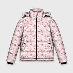 Куртка зимняя для мальчика Милые кролики паттерн, цвет: 3D-черный
