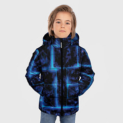 Куртка зимняя для мальчика Камни и голубой неон, цвет: 3D-черный — фото 2