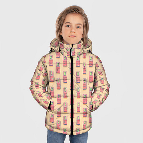 Зимняя куртка для мальчика Красная консоль Тетрис / 3D-Черный – фото 3