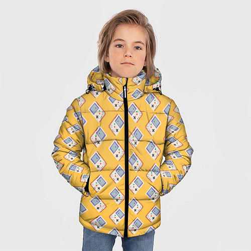 Зимняя куртка для мальчика Белая консоль Геймбой / 3D-Черный – фото 3