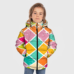 Куртка зимняя для мальчика Весёлые ромбики, цвет: 3D-светло-серый — фото 2