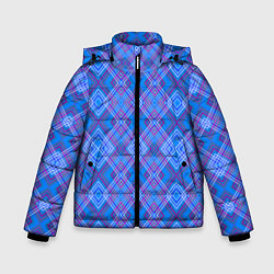 Зимняя куртка для мальчика Геометрический рисунок из розовых линий на синем ф