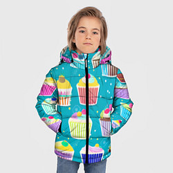 Куртка зимняя для мальчика Торты и кексы, цвет: 3D-светло-серый — фото 2