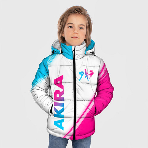 Зимняя куртка для мальчика Akira neon gradient style: надпись, символ / 3D-Черный – фото 3