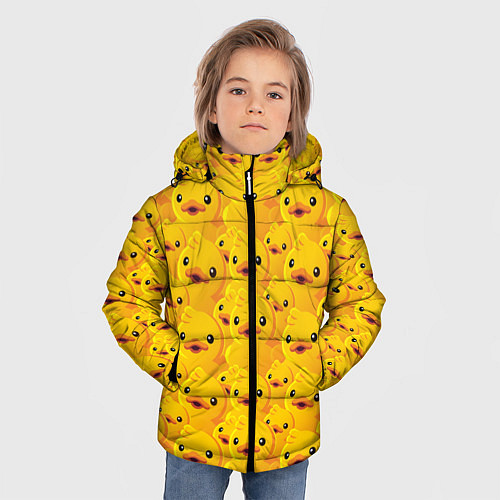 Зимняя куртка для мальчика Желтая резиновая уточка для ванны / 3D-Черный – фото 3