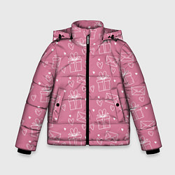 Куртка зимняя для мальчика Влюбленным паттерн, цвет: 3D-черный
