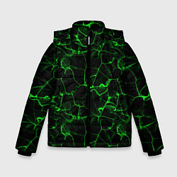 Куртка зимняя для мальчика Разломы зеленого пламени, цвет: 3D-красный