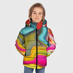 Куртка зимняя для мальчика Волны цвета, цвет: 3D-черный — фото 2
