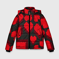 Куртка зимняя для мальчика Pixel hearts, цвет: 3D-черный