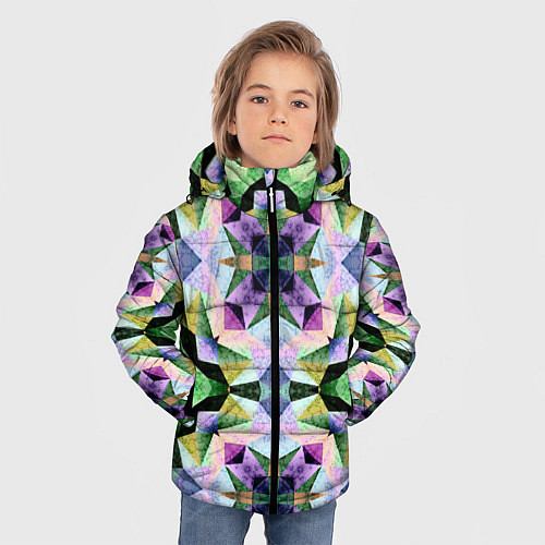 Зимняя куртка для мальчика Разноцветная мраморная мозаика / 3D-Черный – фото 3