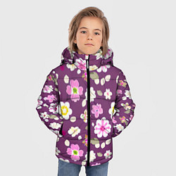 Куртка зимняя для мальчика Цветы сакуры, цвет: 3D-светло-серый — фото 2