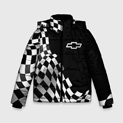 Куртка зимняя для мальчика Chevrolet racing flag, цвет: 3D-черный