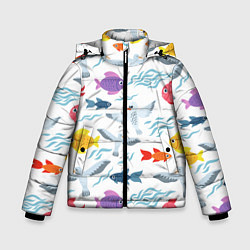 Куртка зимняя для мальчика Рыбы и чайки, цвет: 3D-красный