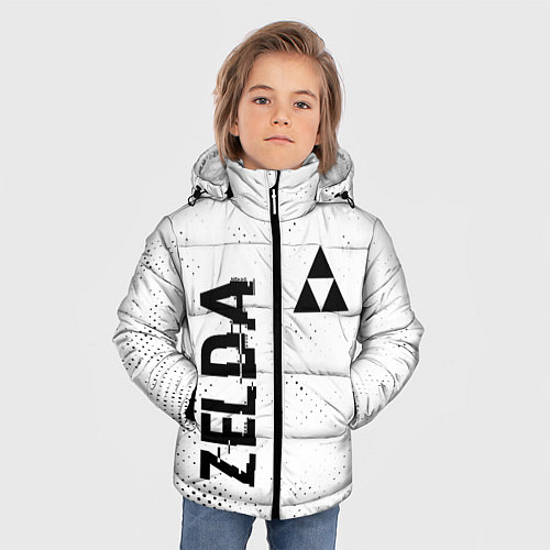 Зимняя куртка для мальчика Zelda glitch на светлом фоне: надпись, символ / 3D-Черный – фото 3