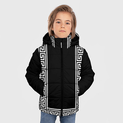 Зимняя куртка для мальчика Египетский орнамент на черном фоне / 3D-Черный – фото 3