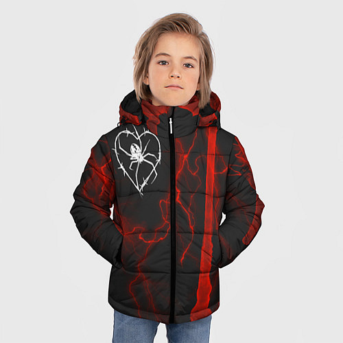 Зимняя куртка для мальчика Гранж, разводы и паук / 3D-Черный – фото 3
