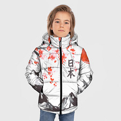 Куртка зимняя для мальчика Цветущая сакура и солнце - Япония, цвет: 3D-красный — фото 2