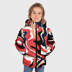 Куртка зимняя для мальчика Абстракция кривые линии черно-красный, цвет: 3D-черный — фото 2
