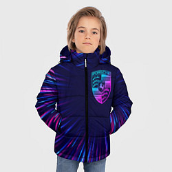 Куртка зимняя для мальчика Porsche neon speed lines, цвет: 3D-черный — фото 2
