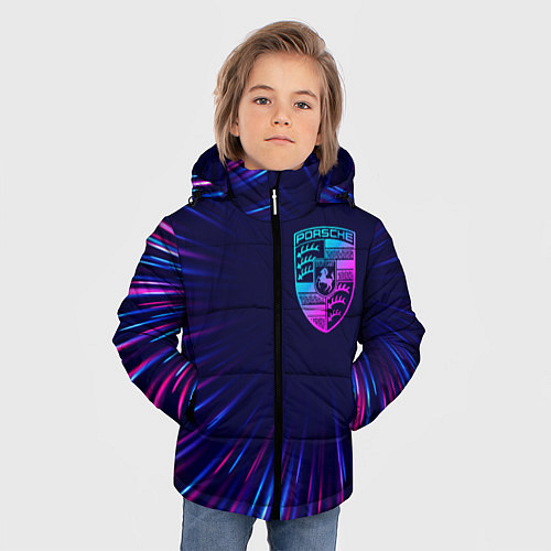 Зимняя куртка для мальчика Porsche neon speed lines / 3D-Черный – фото 3
