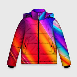 Куртка зимняя для мальчика Неоновая радуга, цвет: 3D-черный
