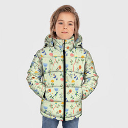 Куртка зимняя для мальчика Цветочная полянка, цвет: 3D-черный — фото 2