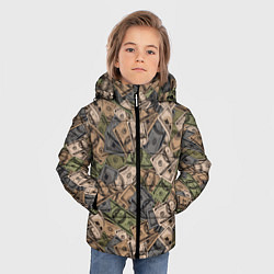 Куртка зимняя для мальчика Камуфляж с банкнотой в 100 долларов, цвет: 3D-черный — фото 2