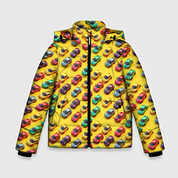 Куртка зимняя для мальчика Разноцветные машинки, цвет: 3D-светло-серый