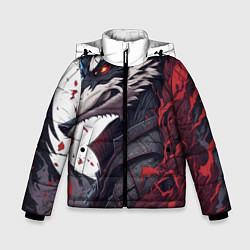 Куртка зимняя для мальчика Волк в полнолуние, цвет: 3D-черный