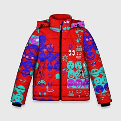 Куртка зимняя для мальчика Смайлы для настроения, цвет: 3D-красный