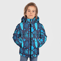 Куртка зимняя для мальчика Экзотические листья, цвет: 3D-черный — фото 2