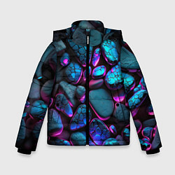 Куртка зимняя для мальчика Неоновые камни, цвет: 3D-светло-серый