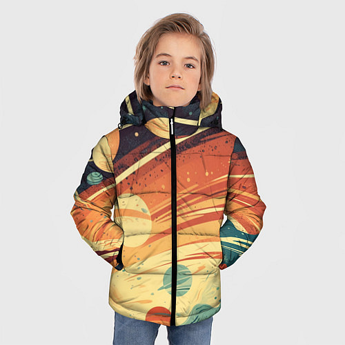 Зимняя куртка для мальчика Абстрактный арт нейросети / 3D-Черный – фото 3