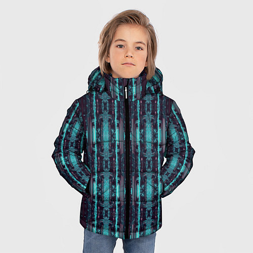 Зимняя куртка для мальчика Киберпанк атмосфера / 3D-Черный – фото 3